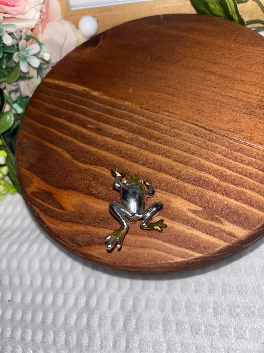 Lia Sophia Frog Brooch Clear Gem Eyes  Gold And Silver Tone 1 1/4x1